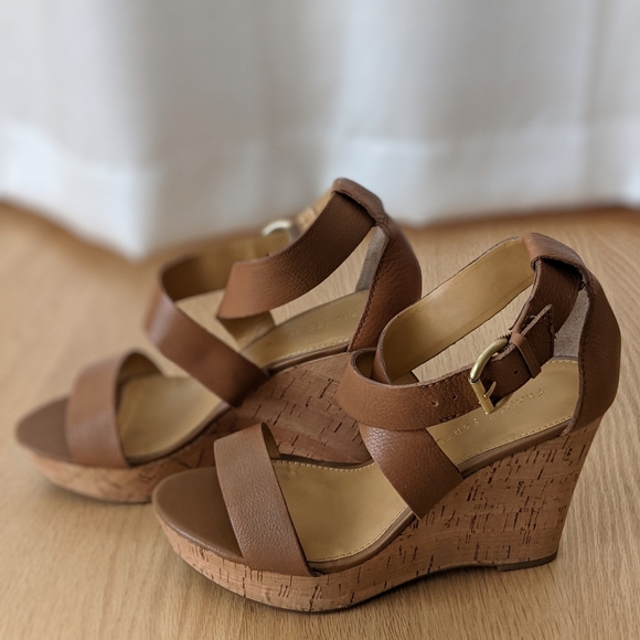 Franco Sarto Shoes - Franco Sarto - Tan leather cork wedge high heels